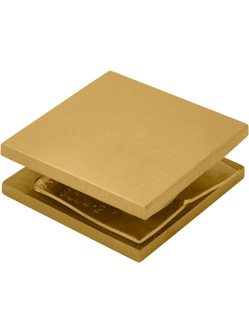 CRL Satin Brass Square Style Hole-in-Glass Fixed Panel U-Clamps